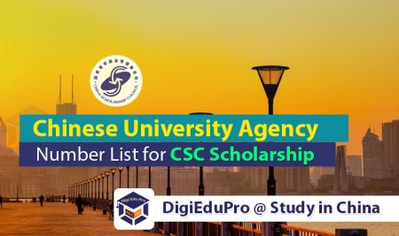 Chinese University Agency Number List for CSC Scholarship